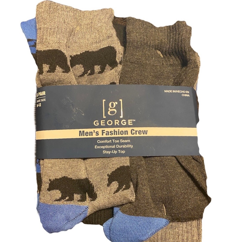 6 BRAND NEW GEORGE MENS FASHION CREW SOCKS